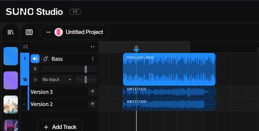 Suno Studioのスプリット機能の使いオーディオ音源素材をカットするやり方 - ① 分割したいオーディオ素材を用意する